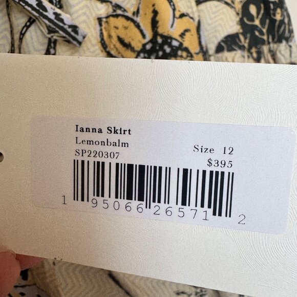 NEW Ulla Johnson Ianna Skirt Lemonbalm Size 12 Floral 100% Cotton Midi SS22 - Picture 7 of 14